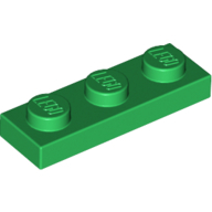 Lego destička 1x3, zelená (362328, 4107758)